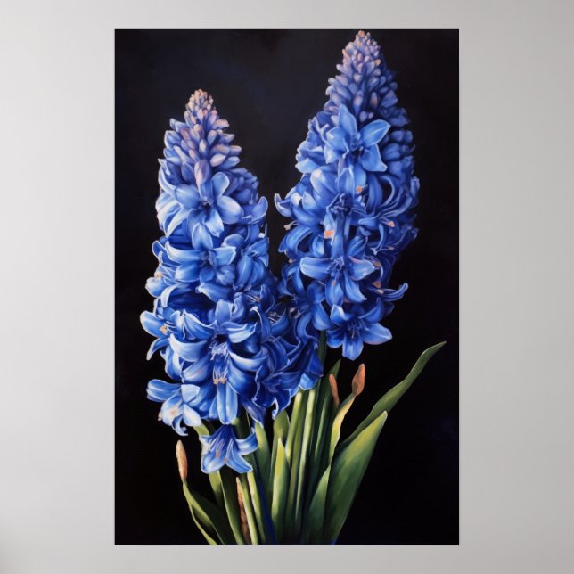 Blue Hyacinth Flower Art Print Poster (Front)