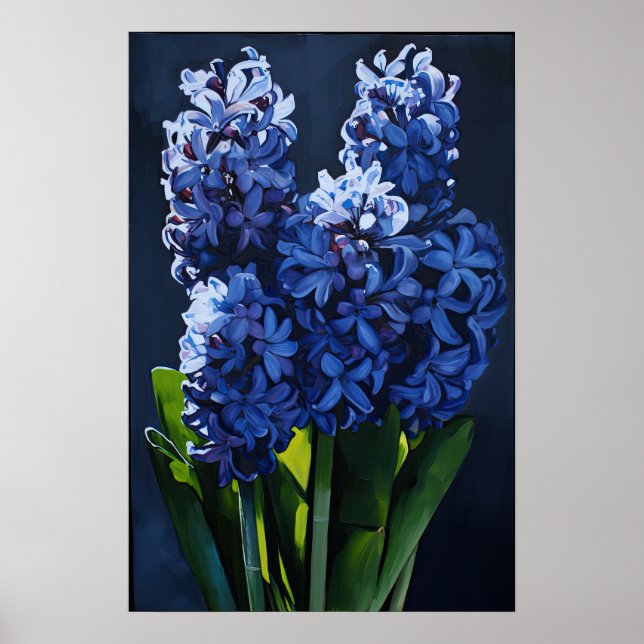 Blue Hyacinth Flower Art Print Poster (Front)