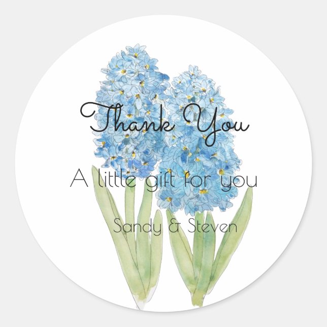 blue hyacinth flower classic round sticker  (Front)