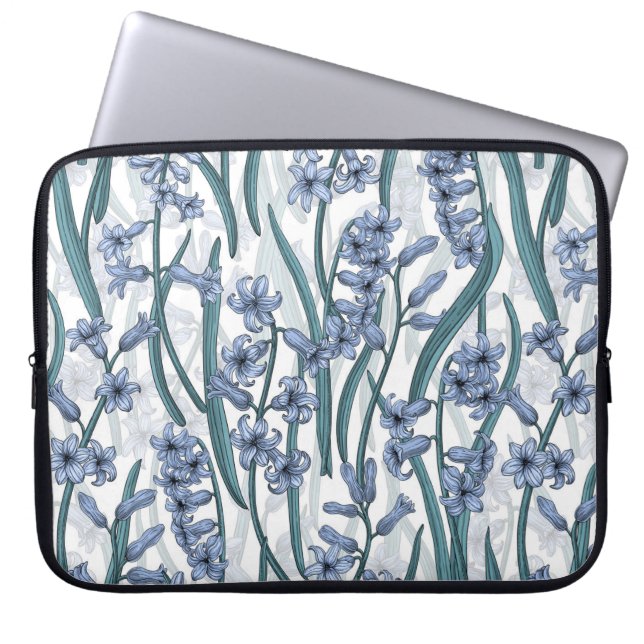 Blue Hyacinth flowers on white Laptop Sleeve (Front)
