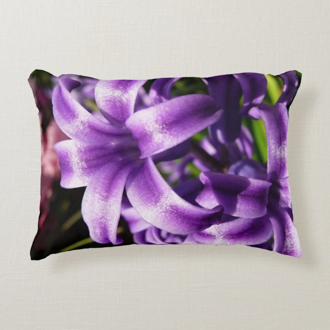Blue Hyacinth I Spring Floral Accent Pillow (Front)