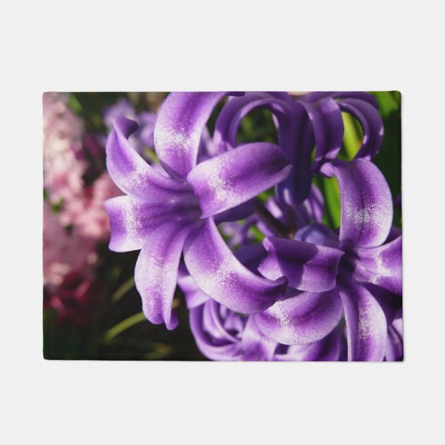 Blue Hyacinth I Spring Floral Doormat (Front)