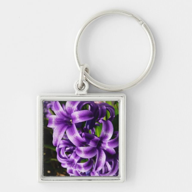 Blue Hyacinth II Spring Floral Keychain (Front)