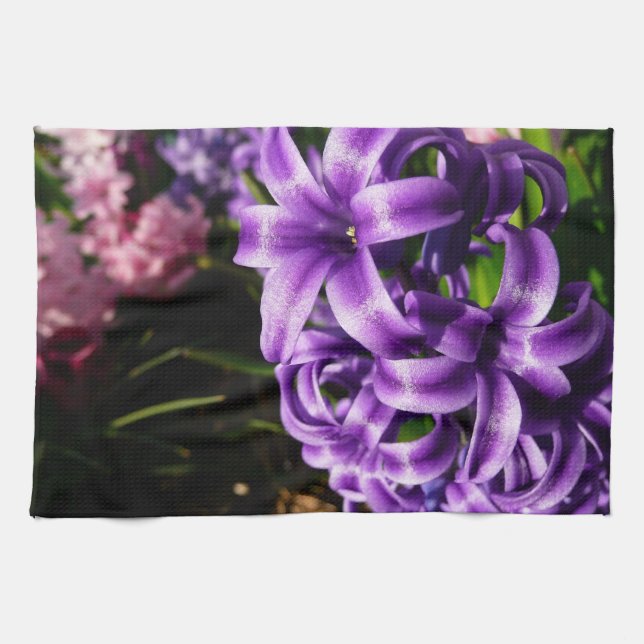 Blue Hyacinth II Spring Floral Kitchen Towel (Horizontal)