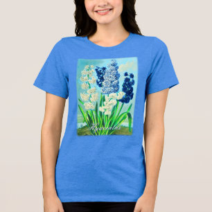 Blue Hyacinths Vintage Botanical Art Tri-Blend Shirt
