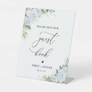 Blue Hydrange Floral Bridal Shower Guest Book Sign