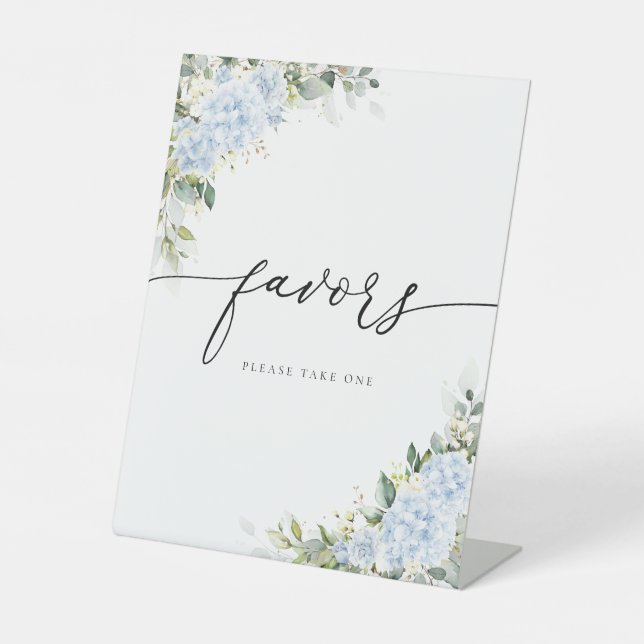 Blue Hydrange Floral Favours Sign (Front)