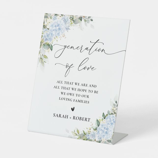 Blue Hydrange Floral Generation of Love Sign (Front)