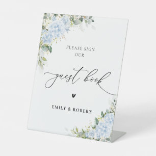 Blue Hydrange Floral Guest Book Sign