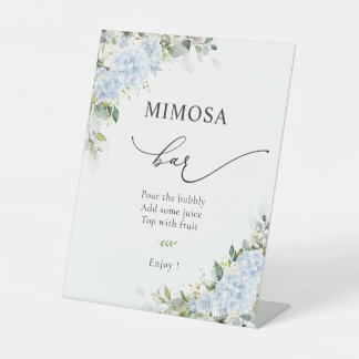 Blue Hydrange Floral Mimosa Bar Sign