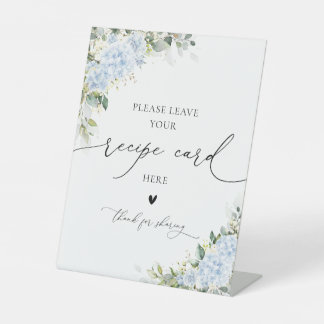 Blue Hydrange Floral Recipe Card Sign