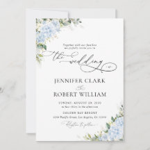 Blue Hydrange Floral Wedding Invitation