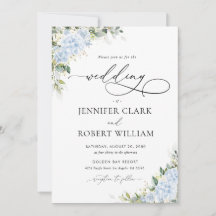 Blue Hydrange Floral Wedding Invitation
