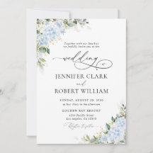 Blue Hydrange Floral Wedding Invitation