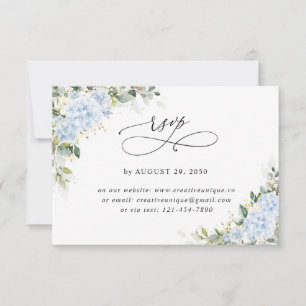 Blue Hydrange Floral Wedding Online RSVP Card