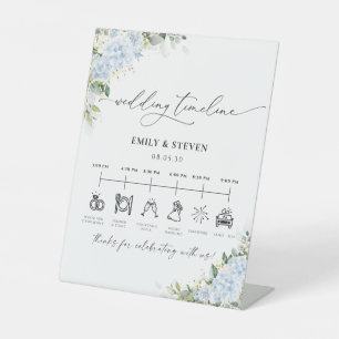 Blue Hydrange Floral Wedding Timeline Sign