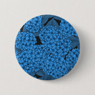 Blue hydrangea 2 inch round button