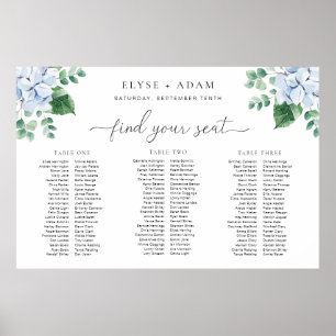 Blue Hydrangea 3 Banquet Table Plan Foam Board Poster