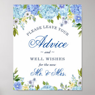 Blue Hydrangea Advice and Well Wishes Sign