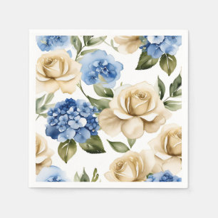 Blue Hydrangea And Roses Napkin