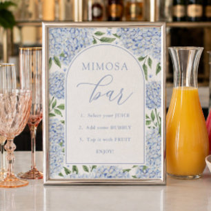 Blue Hydrangea Arch Mimosa Bar Bridal Shower Poster