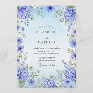 Blue Hydrangea Artistic Bloom Wedding Invitation
