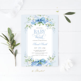 Blue Hydrangea Baby Brunch Invitation