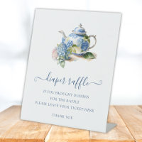  Blue Hydrangea Baby Shower  Diaper Raffle Ticket 