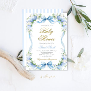 Blue Hydrangea Baby Shower Invitation