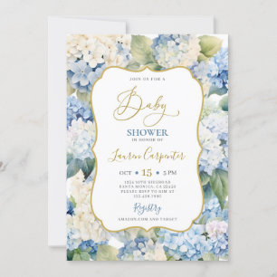 Blue Hydrangea Baby Shower Invitation