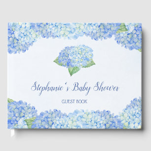 Blue Hydrangea Baby Shower Personalized Guest Book