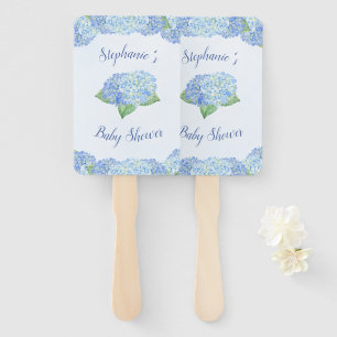 Blue Hydrangea Baby Shower Personalized Hand Fan