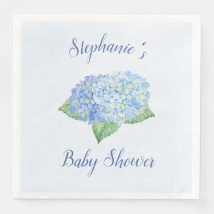 Blue Hydrangea Baby Shower Personalized Napkin