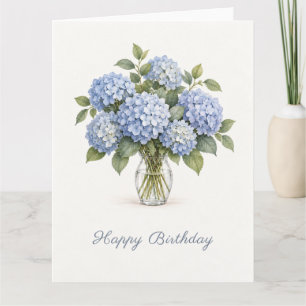 Blue Hydrangea Birthday Card