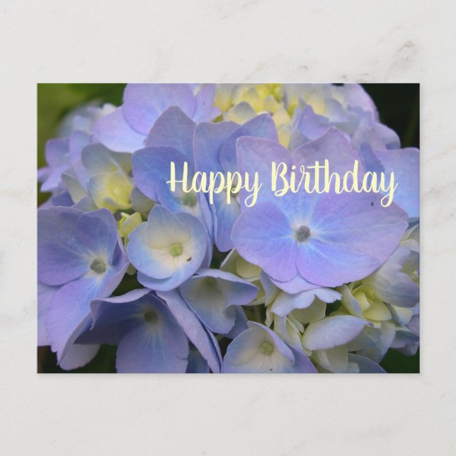 Blue Hydrangea Birthday Scripture Blank Postcard (Front)
