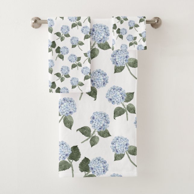 Blue Hydrangea Bloom  Bath Towel Set (Insitu)