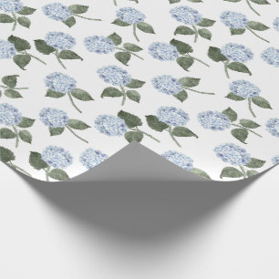 Blue Hydrangea Bloom Floral  Wrapping Paper