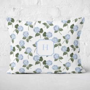 Blue Hydrangea Bloom Monogram   Accent Pillow