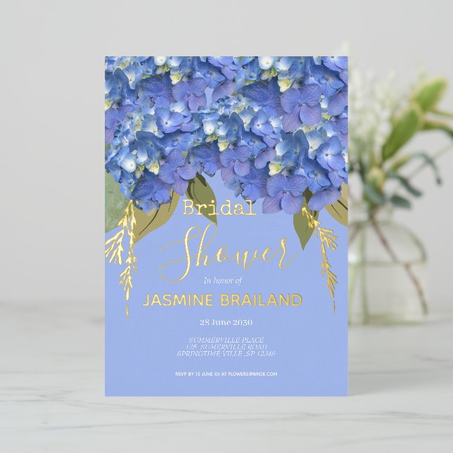 Blue Hydrangea Blooms Personalized Bridal Shower (Standing Front)