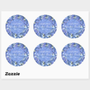 Blue Hydrangea Blooms Personalized Bridal Shower Classic Round Sticker