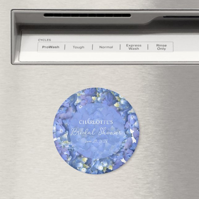 Blue Hydrangea Blooms Personalized Bridal Shower Magnet (In Situ (Dishwasher))