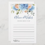 Blue Hydrangea Blush Roses Advice & Wishes Card<br><div class="desc">Personalize with the bride to be's name and date of shower. 
For further customization,  please click the "customize further" link. If you need help,  contact me please.</div>