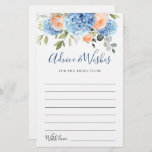 Blue Hydrangea Blush Roses Advice & Wishes Card<br><div class="desc">Personalize with the bride to be's name and date of shower. For further customization, please click the "Personalize this template", then "Edit using Design Tool". Stylish editable easy to use wedding templates, more items available in the store (invitations, rsvp, thank you cards, stationery & decor). If you need help or...</div>