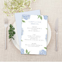 Blue Hydrangea Border Classic Wedding Paper Menu