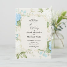 Blue Hydrangea Botanical Romance Invitation