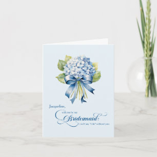 Blue Hydrangea Bouquet  Bridesmaid Proposal Invitation