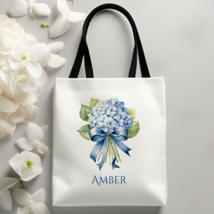 Blue Hydrangea Bouquet Bridesmaid Tote Bag