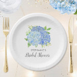 Blue Hydrangea Bouquet Floral Bridal Shower Paper Plate<br><div class="desc">These bridal shower plates feature blue hydrangea flowers and greenery leaf foliage. Personalize them with a name. Matching bridal shower products available.</div>