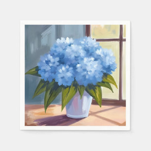 Blue Hydrangea Bouquet Floral Painting Napkin