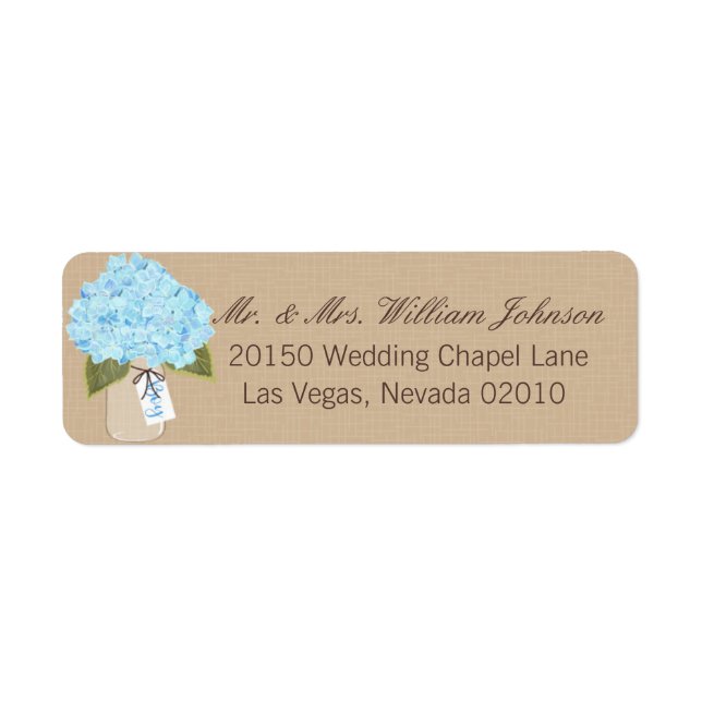 Blue Hydrangea Bouquet Label (Front)